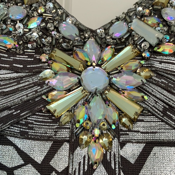 Morilee by Madeline Gardner Beaded Cocktail Dress Geometric Sequin Bodycon S - Picture 14 of 14